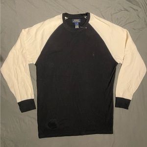 Black and Cream Thermal Polo Shirt